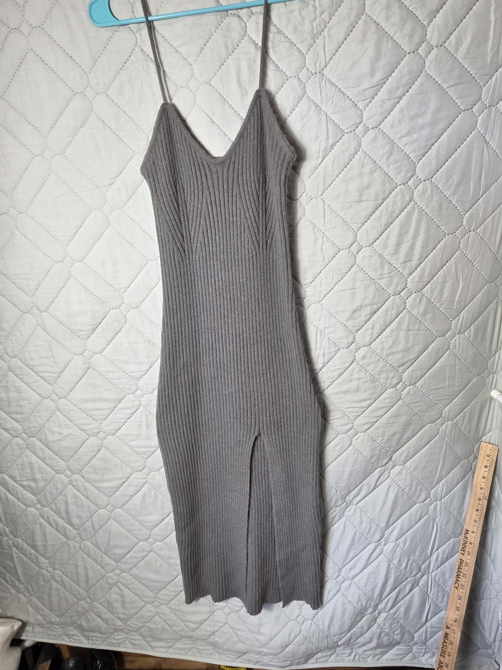 Cider Gray Ribbed Spaghetti Strap Midi Dress Sz 1XL Bodycon Dress